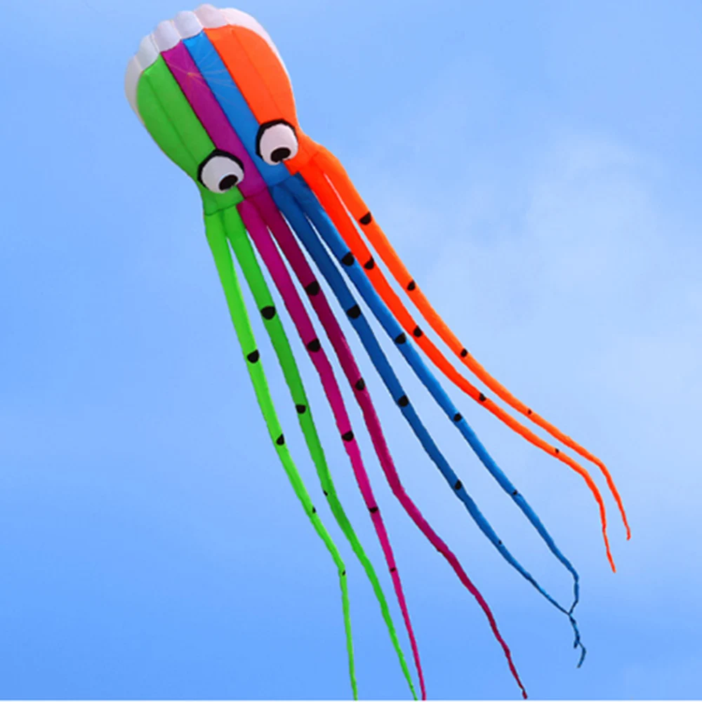 

800cm/26ft Single Line Huge Octopus Kite Soft Frameless Kite Squid Kite Children Adults No Assembly Needed 8 Long Tails Perfect