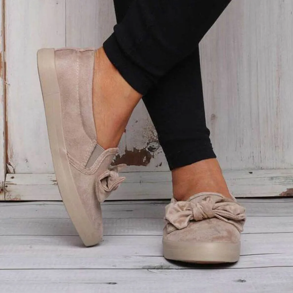 

Women's Casual Slip On Summer Shoes Espadrilles Ladies New Thick Bottomed Elastic Band Breathable Bow Flat Shoe Zapatillas Mujer
