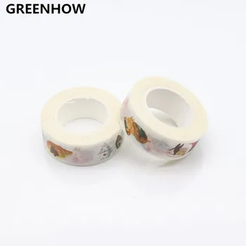 

GREENHOW 1 Pc / Pack Rabbit Coffee Bread Washi Paper Masking Tapes Diy 2219
