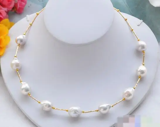 

free shipping nanJ0596 WHITE BAROQUE KESHI REBORN PEARL 9star NECKLACE