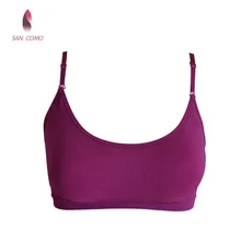 SAN.COMO 60097 Women Seamless Women Seamless Round Neck Camisoles Bralette Sexy Back Lingerie Cami Crop Top Convertible Straps