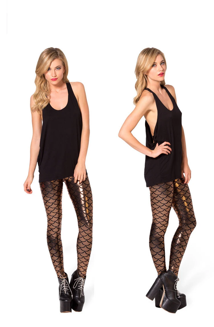 leather leggings YGYEEG Simulation Mermaid Fitness Leggings Sexy Pencil Pants Autumn Style Women Digital Print Colorful Girl High Waist Bottom adidas leggings