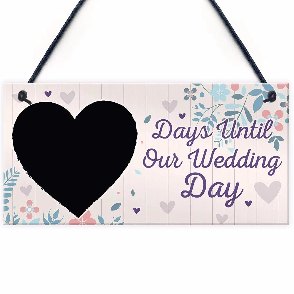 Meijiafei Chalkboard Countdown Days Until Wedding Day Sign Signs Mr &amp Mrs Bridal Engagement Keepsake 10&quot X 5&quot | Дом и сад