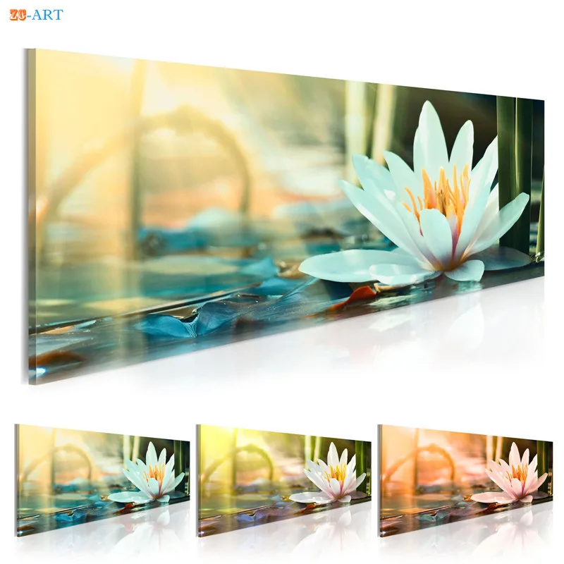 

Lotus Flower Poster Aquatic Plant Prints Canvas Painting Chinese Style Wall Art for Living Room or Bathroom Home Decor No Frame