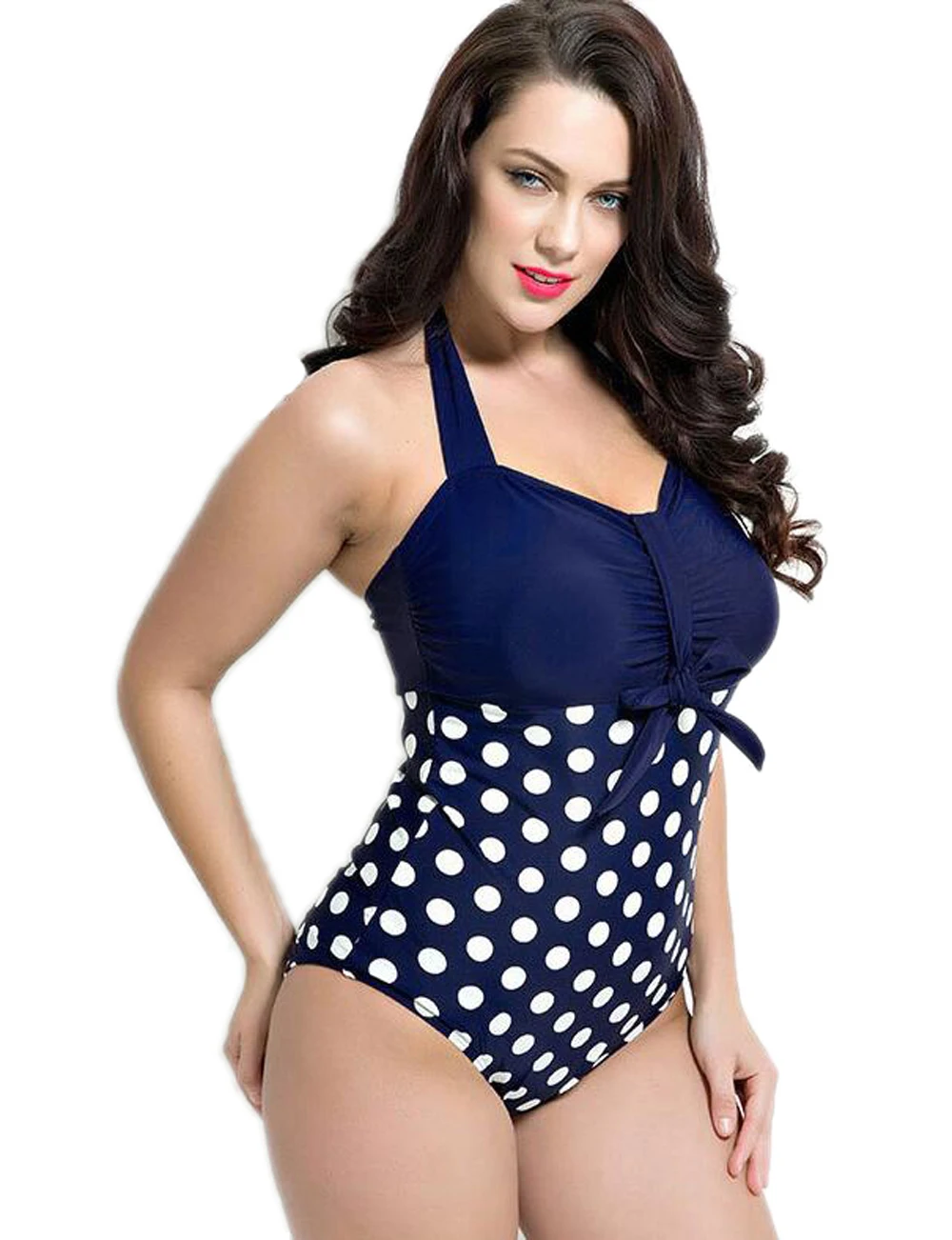 Free shipping Polka Dot Printed Sexy Halter Retro Style One Piece