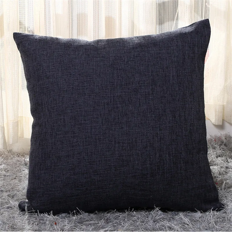 30x50 см/40x40 см/45x45 см простая однотонная хлопковая льняная декоративная подушка для дивана, наволочка, домашний декор - Цвет: Black