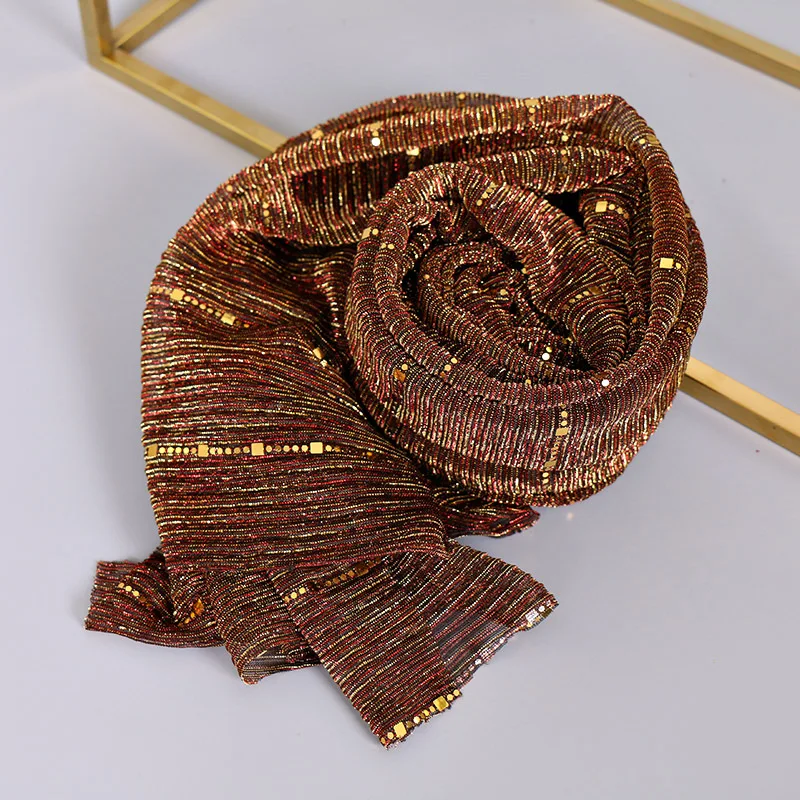 LZIXX женский шарф Волшебная нить мятая Серебряная шелковая мусульманская Баотоу длинный шарф с блестками тонкий легкий шарф шаль