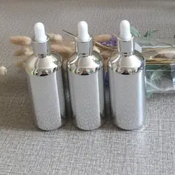 100 мл пустые бутылки из стекла капельницы W с серебряным покрытием Малый Духи бутылями многоразового использования косметики упаковка