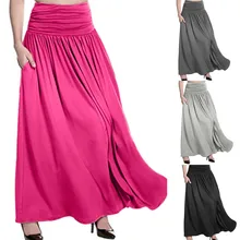 Модная женская однотонная длинная юбка с завышенной талией, Женская Повседневная Длинная юбка, большие размеры, Vestido, летняя Женская Harajuku