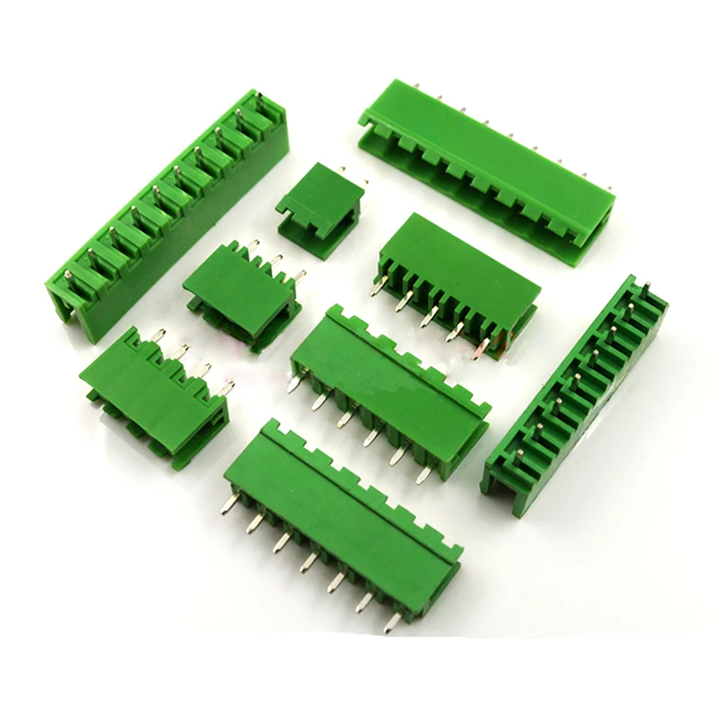 100pcs  Plug-in Terminal Block Connector 5.08MM Open Straight Needle Seat Green Copper Environmental Protection 2P-16P