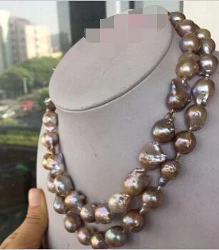 

Miss charm Jew.656 huge 18-20MM south sea gold pink purple multicolor pearl necklace (A0511)