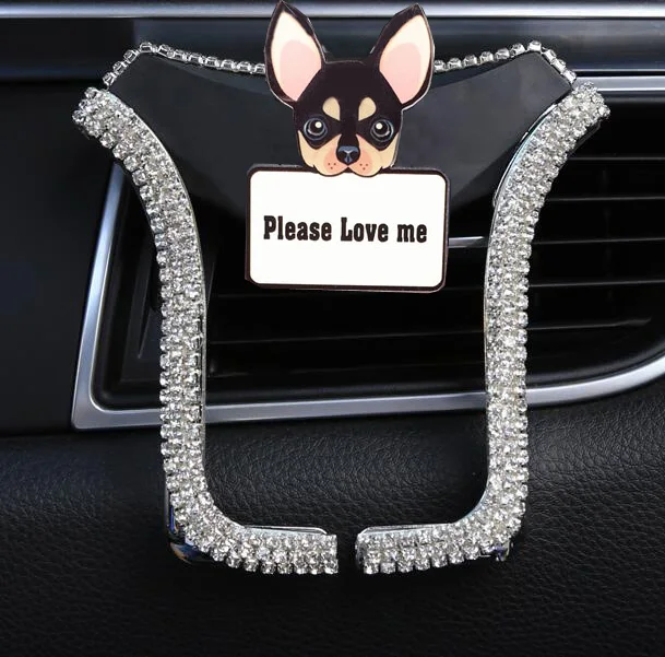 Мультфильм для собаки чихуахуа кристалл горный хрусталь Универсальный автомобильный держатель телефона вентиляционное отверстие крепление Клип держатель сотового телефона для Автомобильный держатель для Iphone - Цвет: white Chihuahua