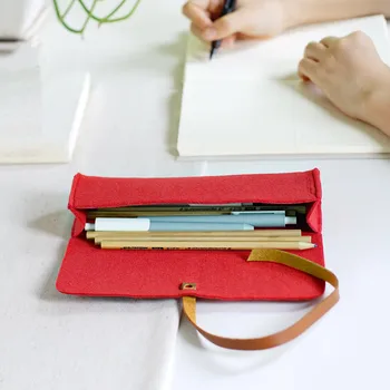 

Harphia Portable Stape Felt Pencil Bag Wool Pen Case Creative School Makeup Capacity Supplies Office Pouch