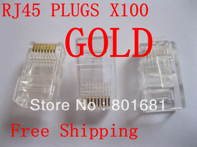 

Tracking number+Free Shipping+100 x RJ45 Plug Lan Cat5E Rj-45 Connector Network+wholesales