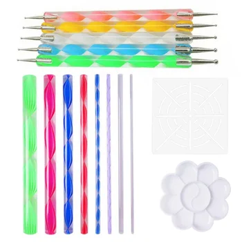 

15PCS Mandala Painting Dotting Tools with Dotting Rods Ball Stylus Pens Stencil Paint Tray for Wood Canvas Rocks Fabric Wall Art