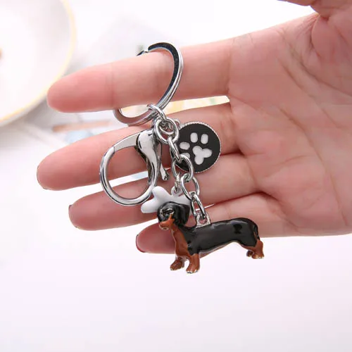 Модные 3D брелки с собаками для домашних животных, брелок для ключей с милыми собаками, брелок для ключей, металлический брелок для ключей, ювелирное изделие, женская сумка, очаровательный подарок - Цвет: 02