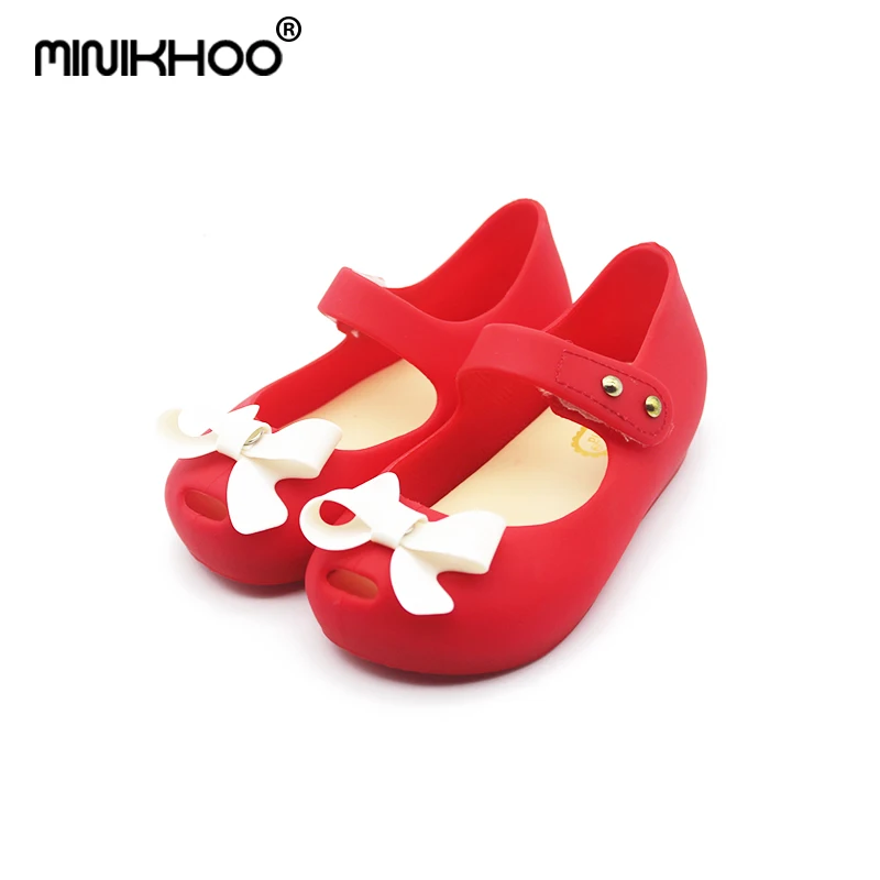 Mini Melissa 2018 Bow Children Shoes Jelly Shoes Soft Girls Sandals