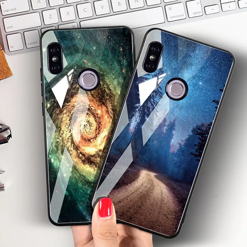 Hisomone For Xiaomi Redmi Note 5 4X 5 Pro Case Patterned Tempered Glass Silicone Cover For Xiao Redmi 5 Plus 4X Mi A1 5X Case