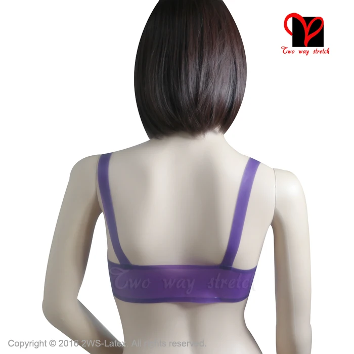 Transparent purple Sexy Latex Bra Rubber Lingerie Bikin Gummi bustier bralette Brassiere underwired crop top cup plus NY-017