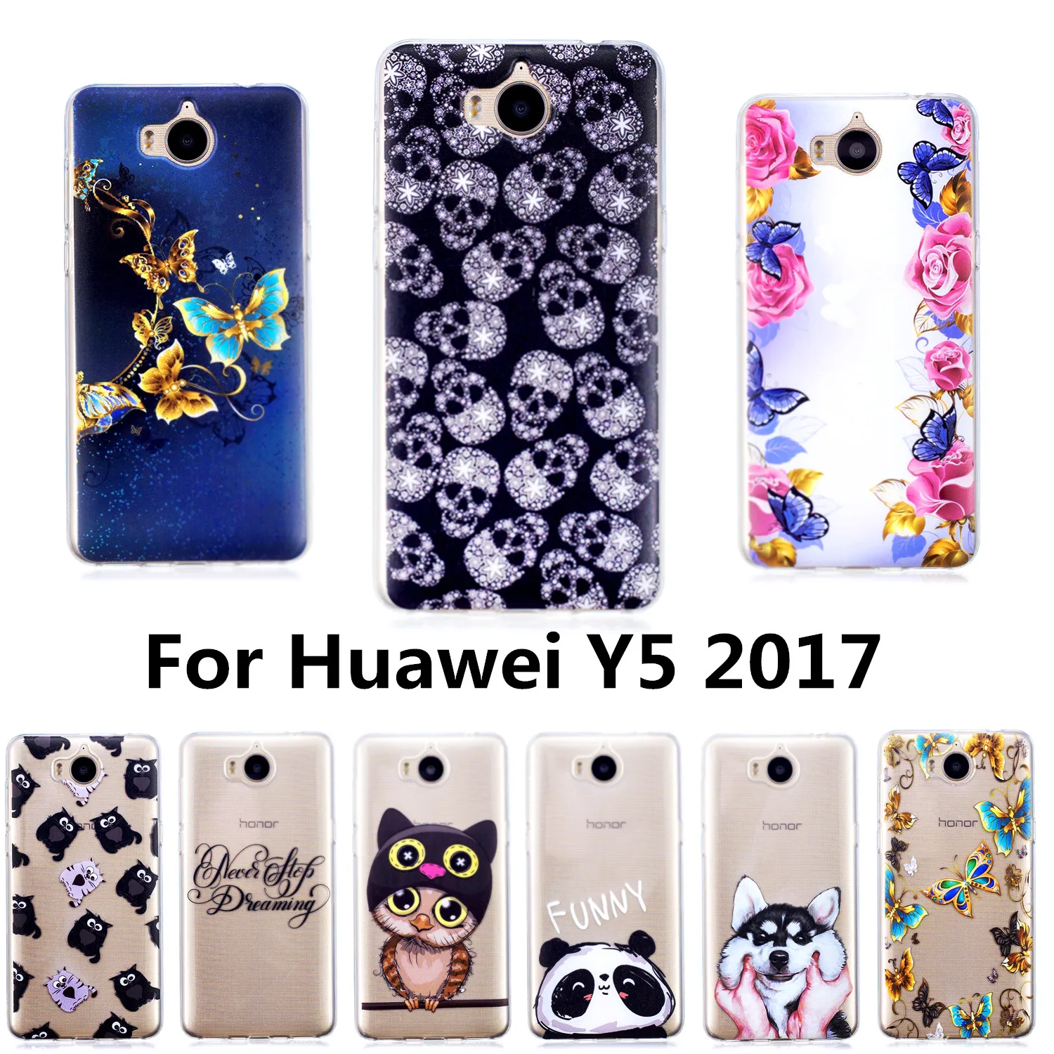 New 2019 Soft TPU Back Cover for huawei Y5 2017 Cute Painted cases case Fundas capa Coque Rubber bag |