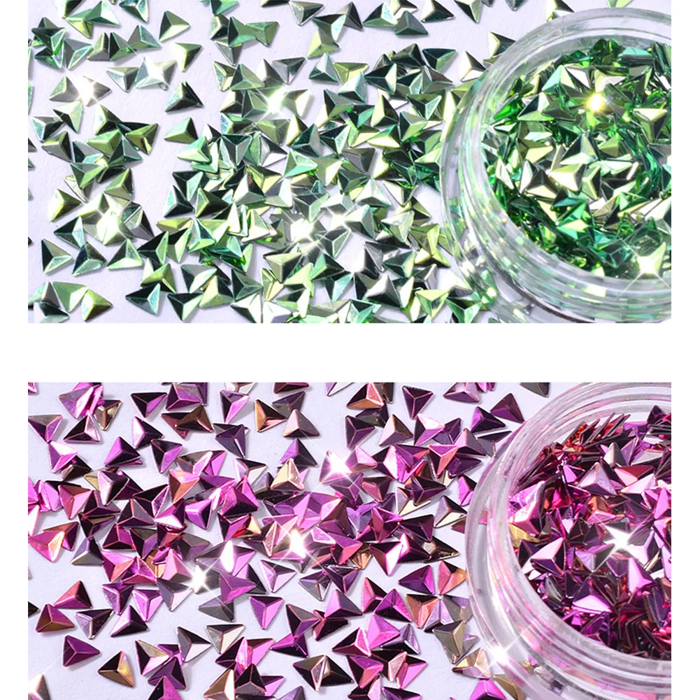 6 цветов/набор импортный треугольный Алмаз Блестки трехмерные разноцветные блестки блестящее женское красивое украшение ногтей
