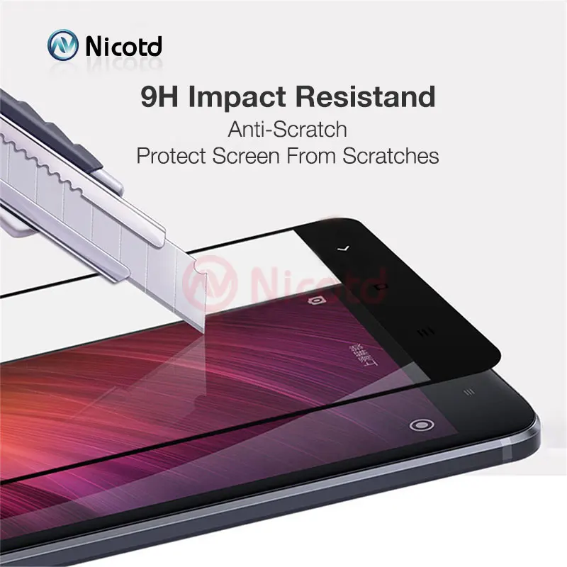 Nicotd Tempered Glass For Xiaomi RedMi Note 4 Global Version Screen Protector Full Cover Film For Xiomi RedMi Note 4X Note 4 pro (8)