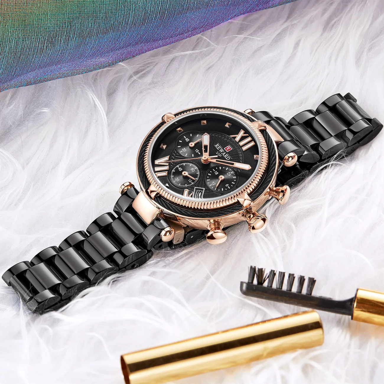 Женские часы модные женские наручные часы награда кварцевые часы шесть точек хронограф Браслет в подарок Relogio Feminino # a