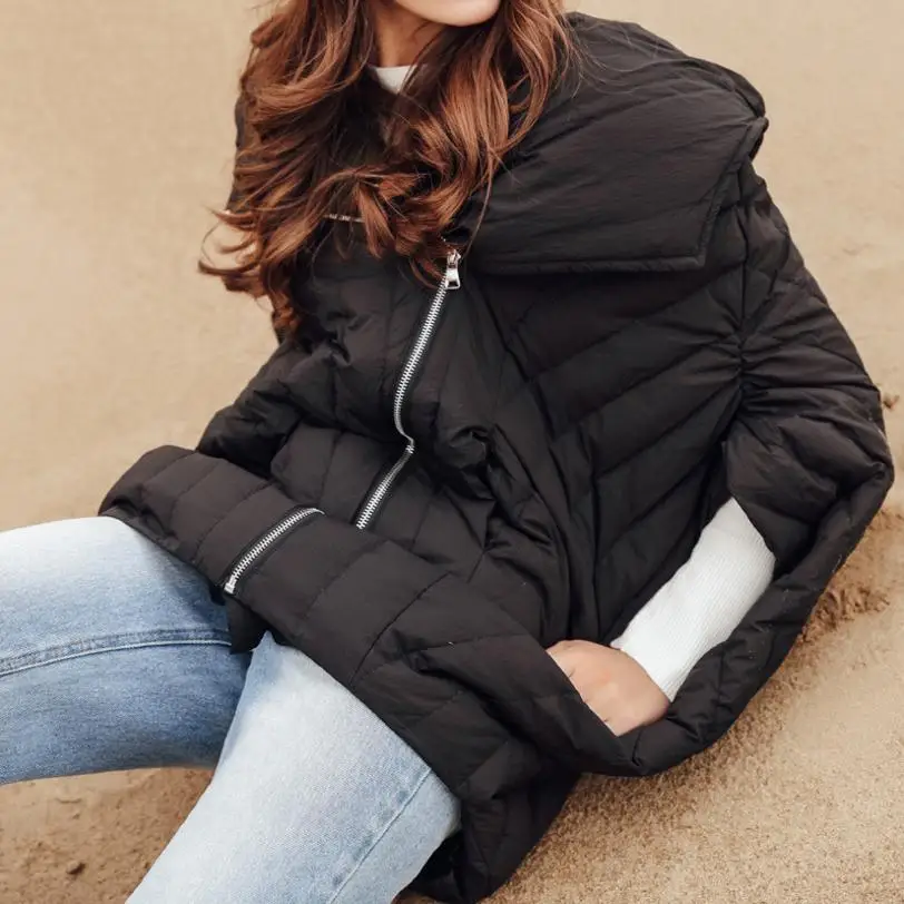 Высокое качество, европейский и американский стиль, плащ, 90% натуральный утиный пух, пальто, куртка, Женское пальто средней длины с рукавом для холодной зимы, wq94 - Цвет: black