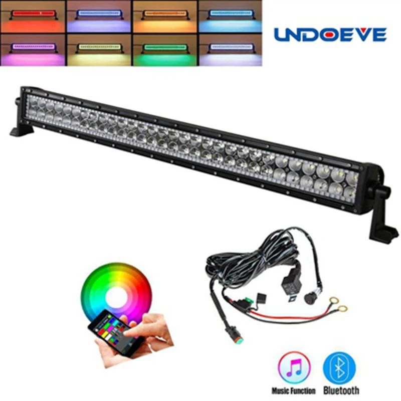 32 180w Straight Rgb Halo Led Light Bar With Bluetooth App Wiring Harness Control For For Truck Car Exterior 4 Wheeler Lights Light Bar Work Light Aliexpress