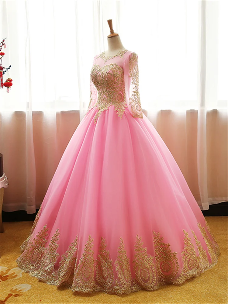 Yiiya vestido de casamento dourado, renda gola