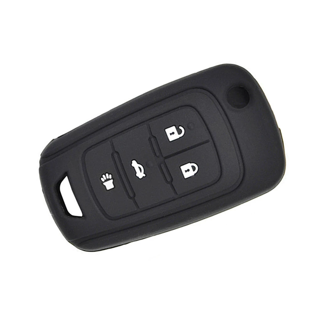 1pc 4 Button Silicone Car Key Cover Case Folding Car Key Shell For Chevrolet Cruze Sonic Buick Remote Black Key Shell Cover