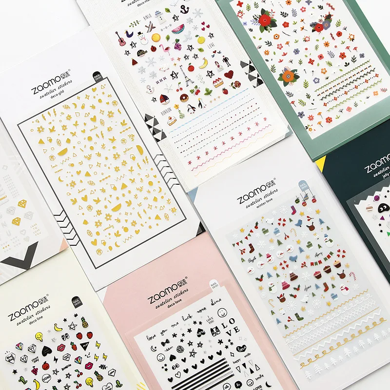 

Mini Love Geometry Animals Flowers Nail Sticker Decorative Stationery Stickers Scrapbooking DIY Diary Album Stick Label