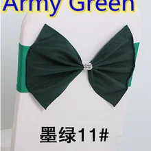 Армейский зеленый цвет свадебное кресло пояс Бабочка Стиль с блестящей пряжкой лайкра пояс повязка из спандекса вечерние Чехол для стула с лентами