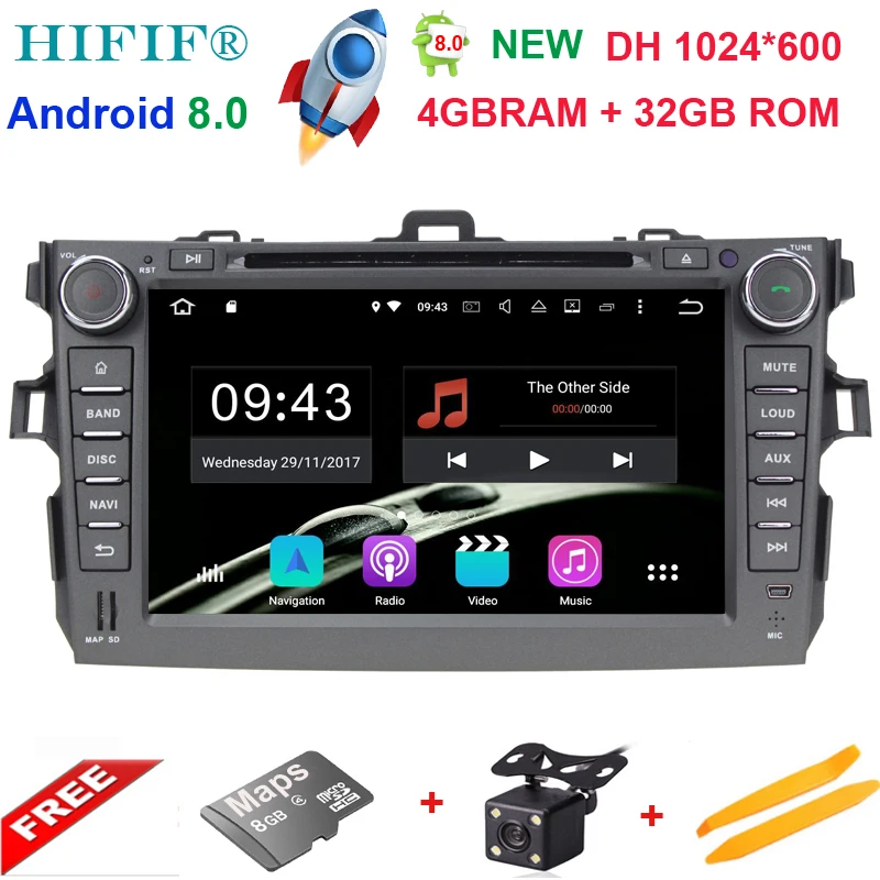 

IPS 4+32G Android 8.0 Steering-Wheel For Toyota Corolla 2008 Octa Core Car DVD Player GPS Navigation HD Touch Screen Radio Audio
