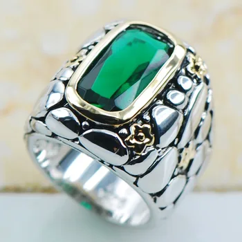 

Simulated Emerald 925 Sterling Silver Top Quality Fancy Jewelry wedding Ring Size 6.5 7.5 8.5 9.5 10.5 F1150