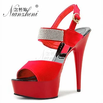 

15cm high heels sexy red Frosted drill fashion 6inch italian shoes with matchi platform heels schuhe herren summer sandals