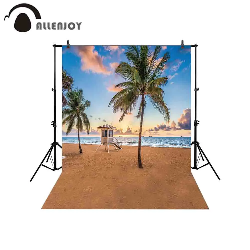 Allenjoy backgrounds for photography studio florida beach ocean coconut trees tropical summer backdrop professional photocall |