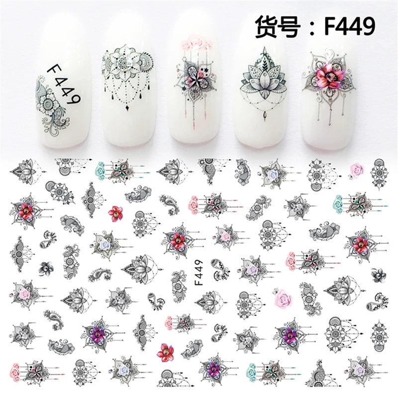

Self-adhesive ultra-thin flower designs 3d Nail Decal Stickers Manicure Nail Art Decorations nails Accessories Supplies F449-453