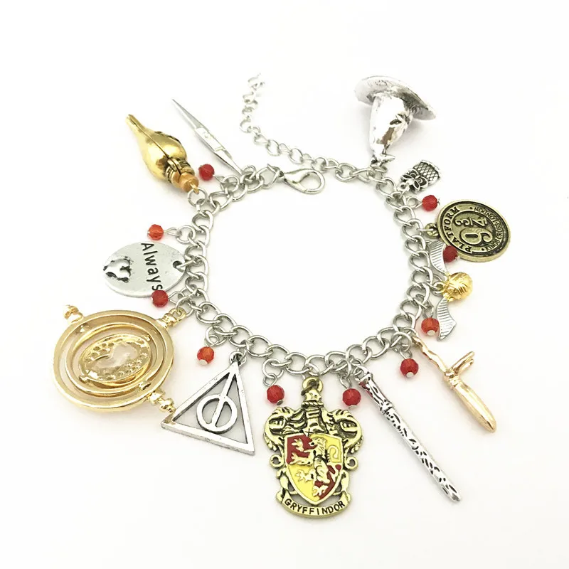 

Fashion Deathly Hallows Time turner Horcrux wristlet Bracelets Stone Dark Mark Sorting Hat men and women Trinket