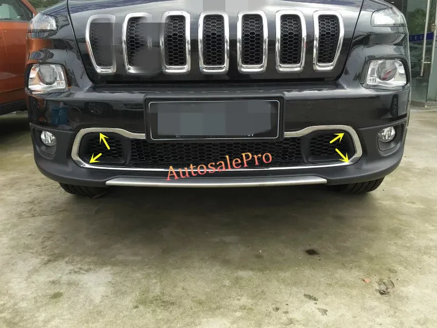 

Chrome Front Bottom Grill Grid Frame Bumper Upper Cover Trim for Jeep Cherokee 2014 2015 2016