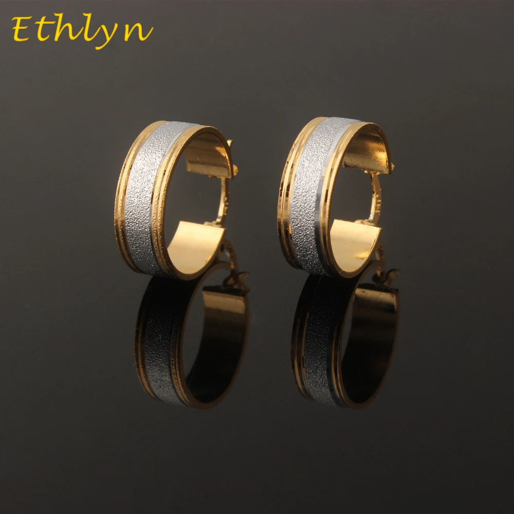

Ethlyn Wholesale Elegant Temperament Double color Round Hoop Earrings Gold Color Copper Fashion Jewelry Party Gifts E49