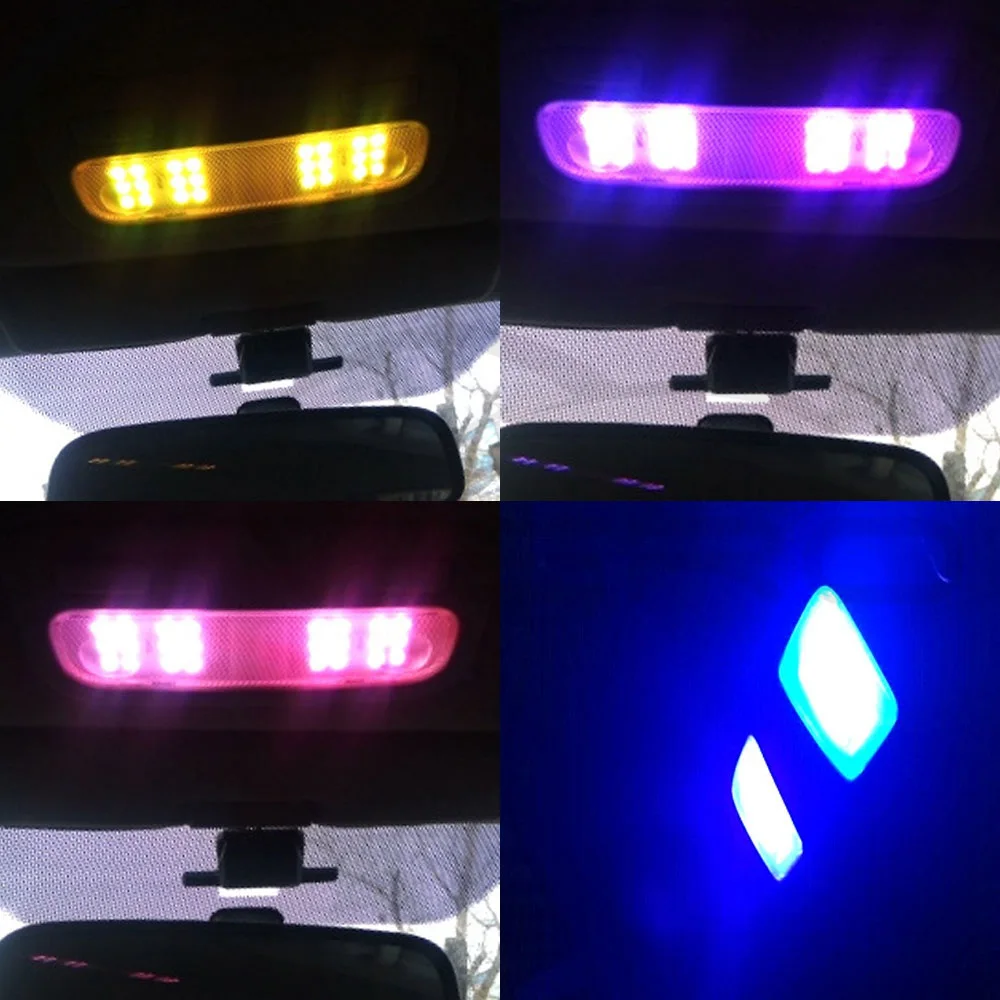2X RGB автомобиля светодио дный 5050 6SMD гирлянда света c5w плафон авто мобильный Дистанционное управление красочные лампа для чтения