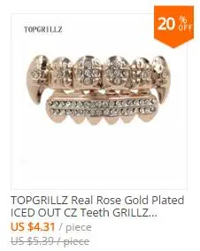 TOPGRILLZ Cuban Link Grillz чистый HQ позолоченный хип-хоп нижний зуб решетки затоплены камнями CZ зуб гриль для подарка