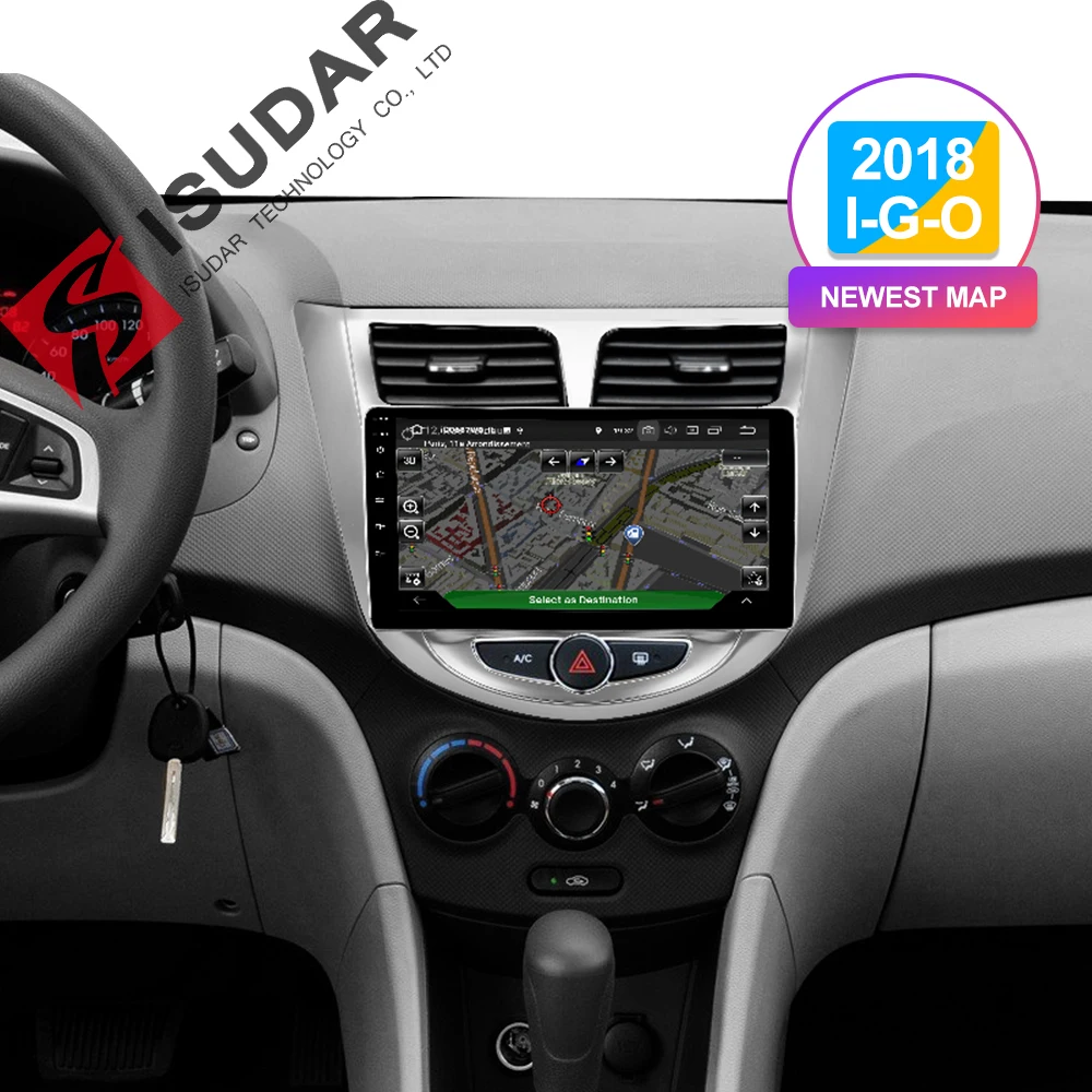 Cheap Isudar Android 9 2 Din Car Multimedia Player For Hyundai/Solaris/Verna/Accent Auto Radio GPS Navigation Video Stereo DSP USB DVR 2