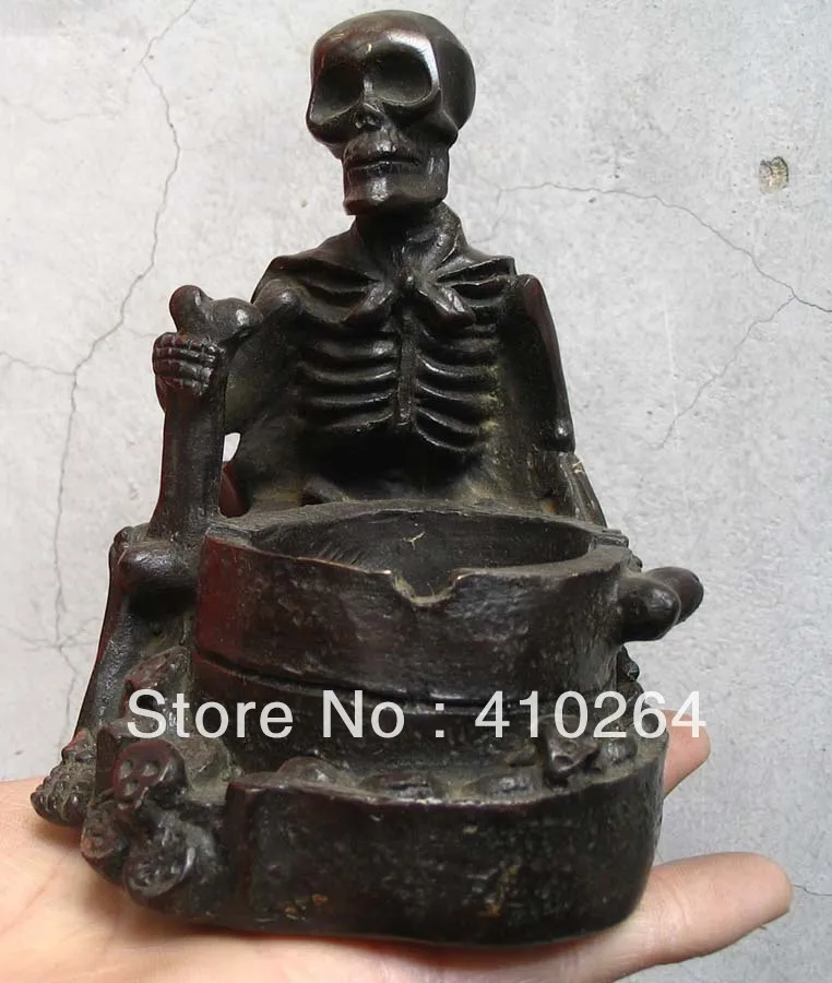 

Can collections Dry skeleton skeleton ashtray bronze Statue