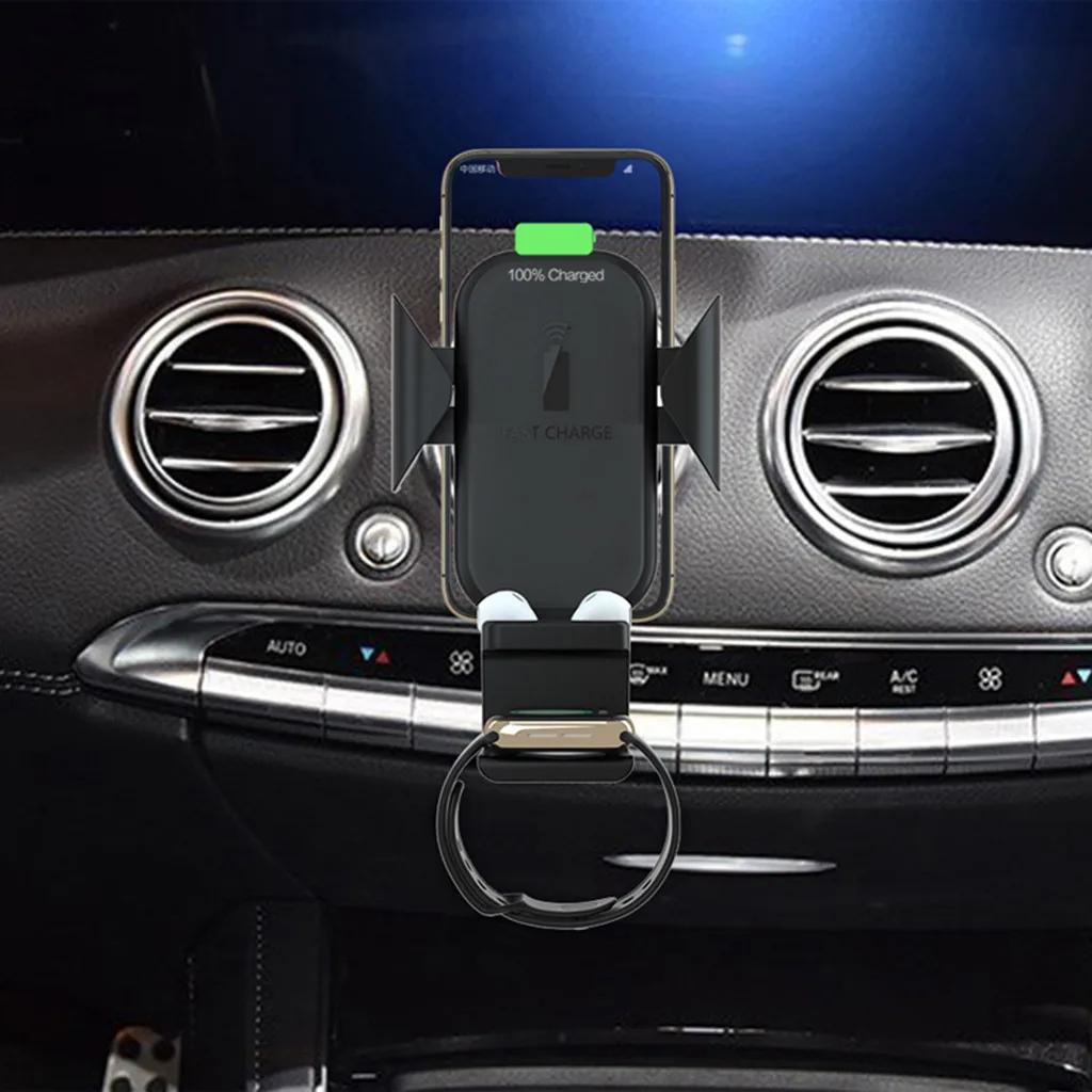 

Techhole Store 3in1 Car Qi 10W Wireless Charging Fast Charger Magnetic Holder Automatic Car Bracket for iPhone XS Samsung S10