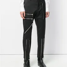 27-44 Новинка мужская одежда GD модные тонкие штаны на молнии шаровары персональные костюмы певицы больших размеров