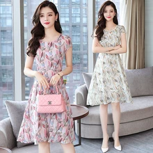 Print Party Summer Knee-Length Midi Women Dress Long Plus Size Lady Vintage Elegant Short Sleeve Runway Vestido De Fiesta 2019 Print Party Summer Knee-Length Midi Women Dress Long Plus Size Lady Vintage Elegant Short Sleeve Runway Vestido De Fiesta 2019