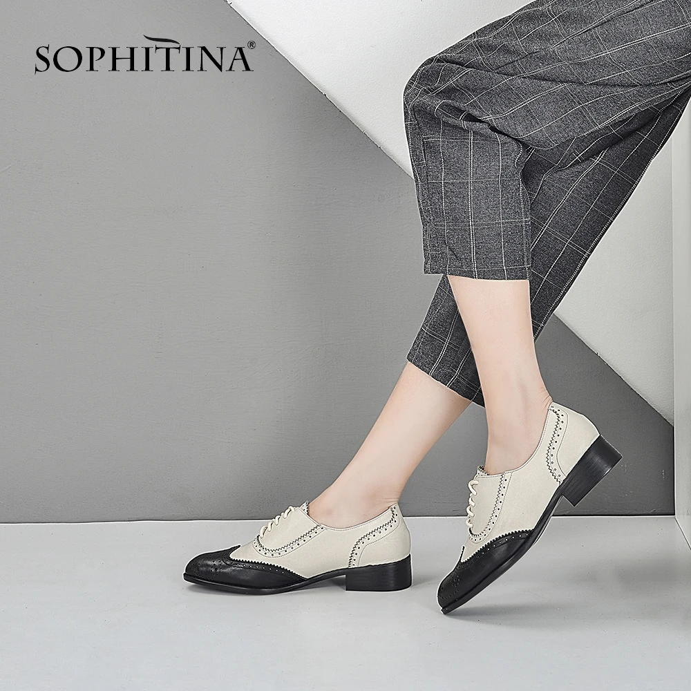 SOPHITINA/Женская обувь с перфорацией типа броги из натуральной кожи Модные