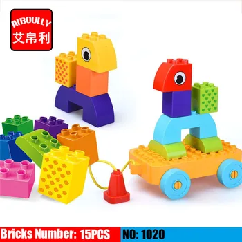

15pcs Large Size Fun trailer Big Building Blocks Model DIY Bricks Baby Toys Duploe Children Great Gift